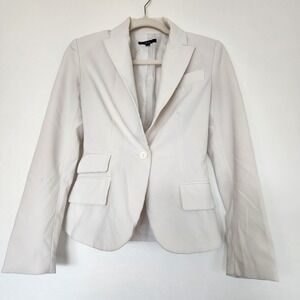 Sele Cream Blazer Womens Size 2 Small Tailored One Button Career Jacket